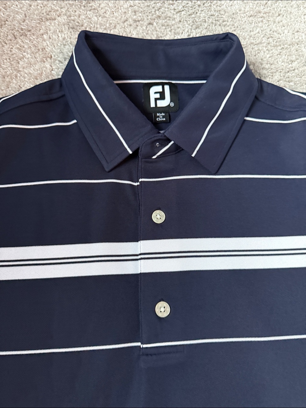 FootJoy Navy Polo with White Stripe Accents